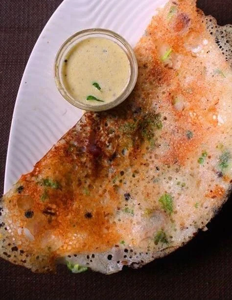 Erulli(Onion) Rava Plain Dosa+Sambar, Chutneys, & Gunpowder