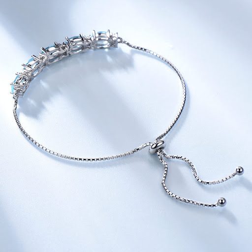 Title 2, 925 Sterling Silver Sky Blue Topaz Bracelet Fas...