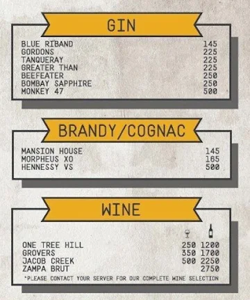 Watson's menu 