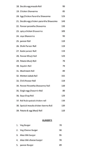 Rolls & More Hub menu 