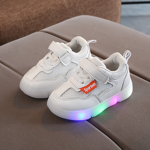 Title 4, Colorful Luminous Leather Sneakers, LED Flashli...