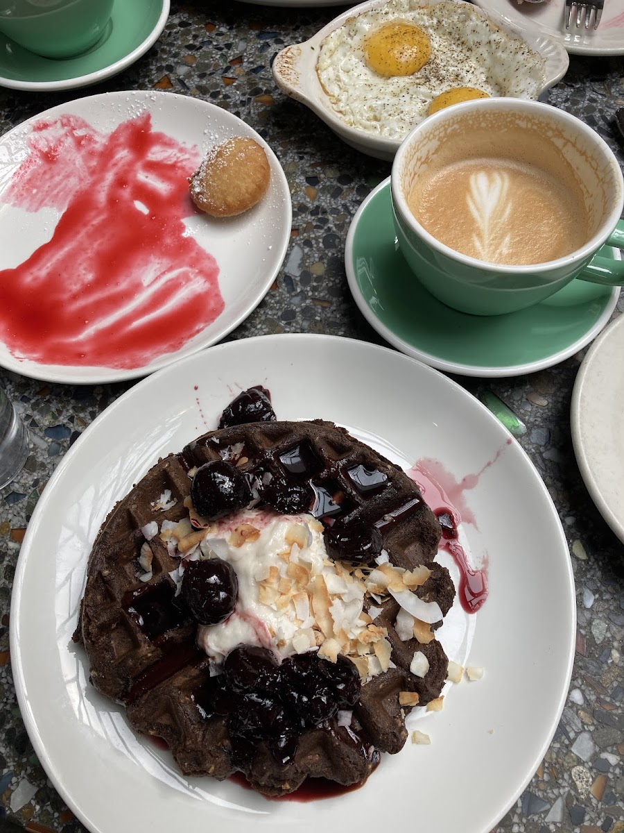 Cherry chocolate belgian waffle