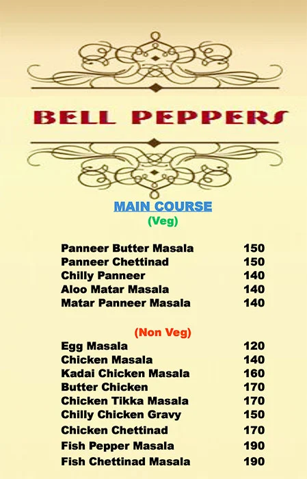 Bell Peppers menu 