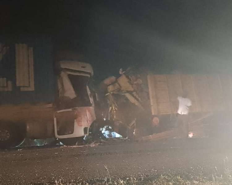 Scene of the accident where a lorry and the truck collided head-on.