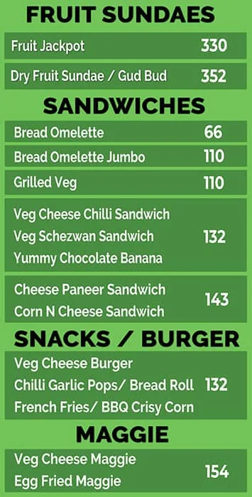 The Lassi Corner menu 