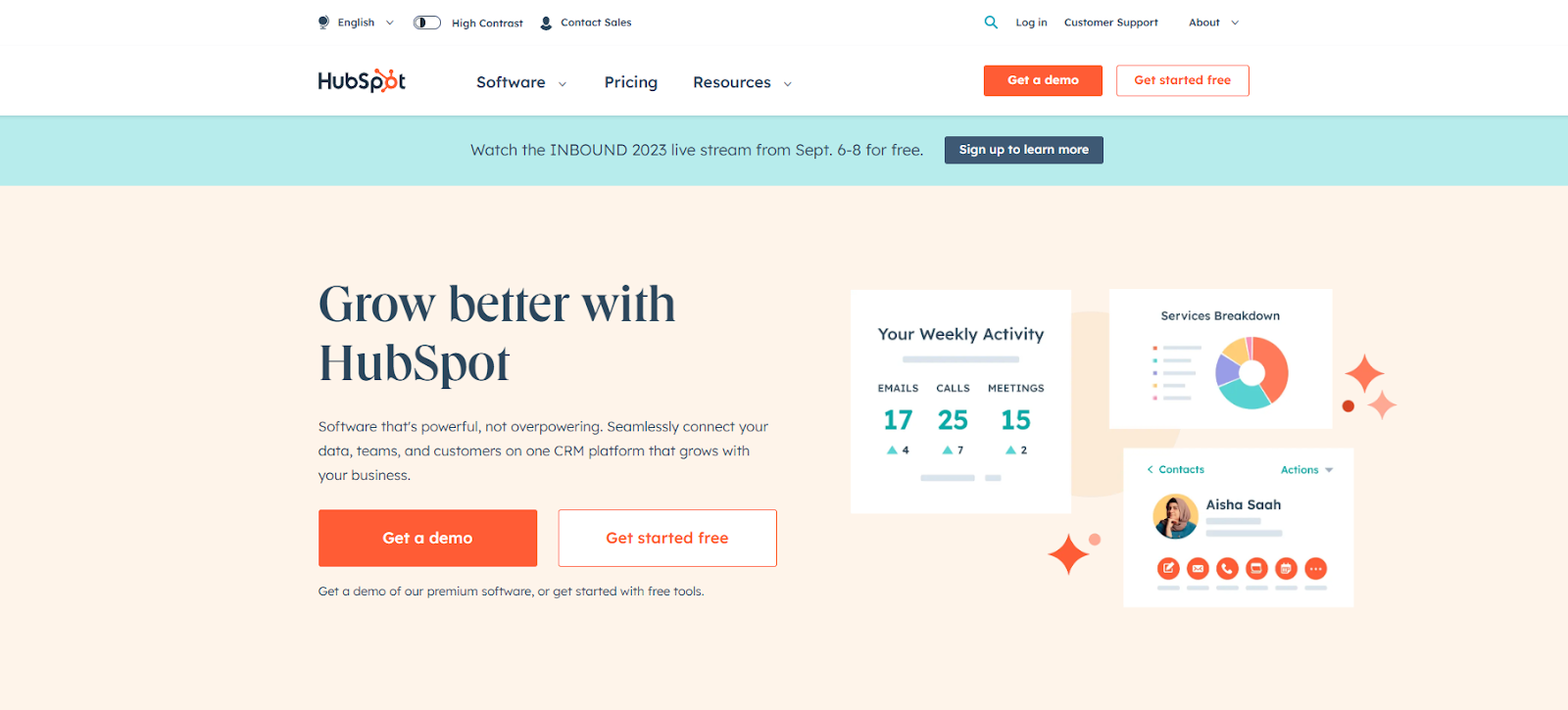 Hubspot homepage 