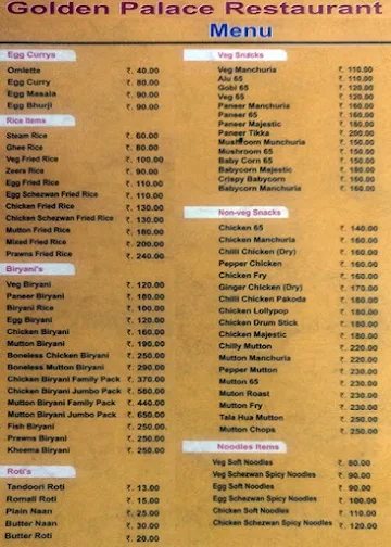 Golden Palace menu 