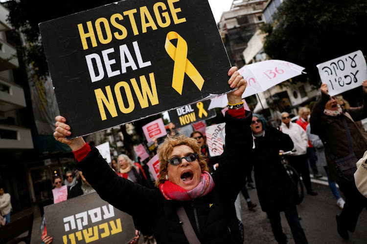 Protesters demand a hostage deal with Hamas, in Tel Aviv, Israel, February 1 2024. Picture: SUSANA VERA/REUTERS