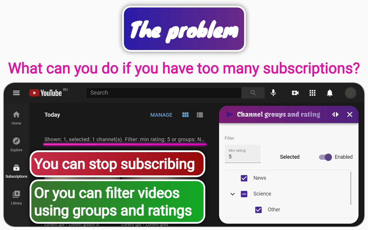 Channel groups and rating for YouTube™ subs Preview image 3