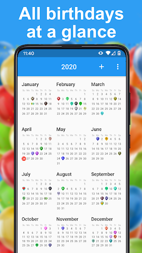Screenshot Birthday calendar