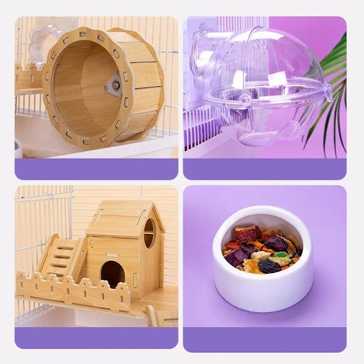 60 Basic Cage Hamster Cage Double Layer Large Gold Wire Bear Nest Large Size 47 Hamster Cage Villa Universal For All Sea