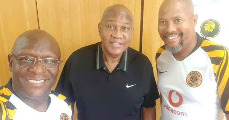 Kaizer Chiefs chairman Kaizer Motaung and former club''s PRO Putco Mafani.