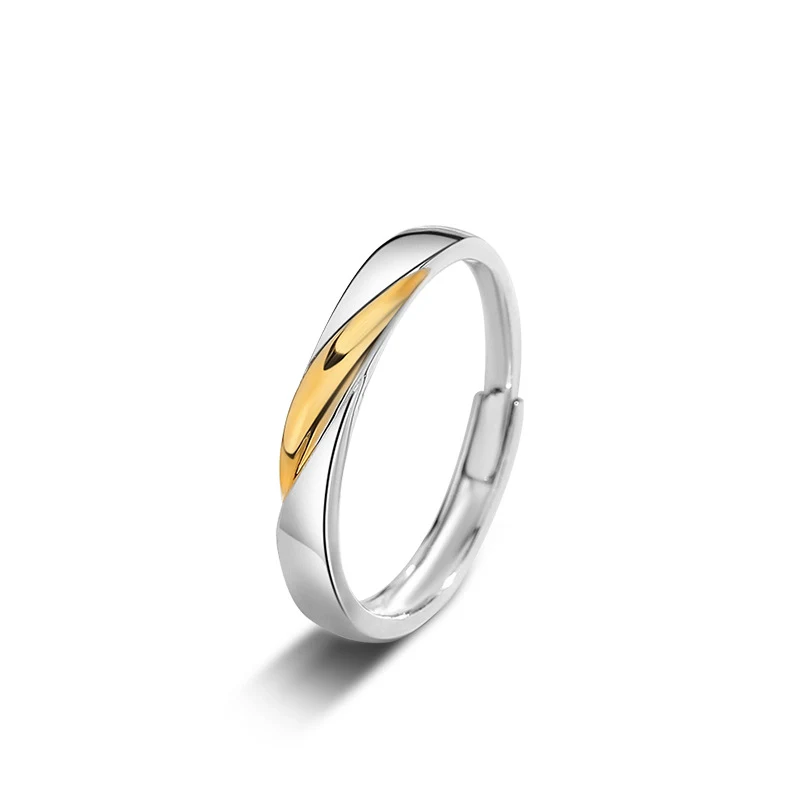 Sterling zilveren koppelring, modieus en overal bij passend voor mannen en vrouwen, ideaal cadeau, elegant en tijdloos design.