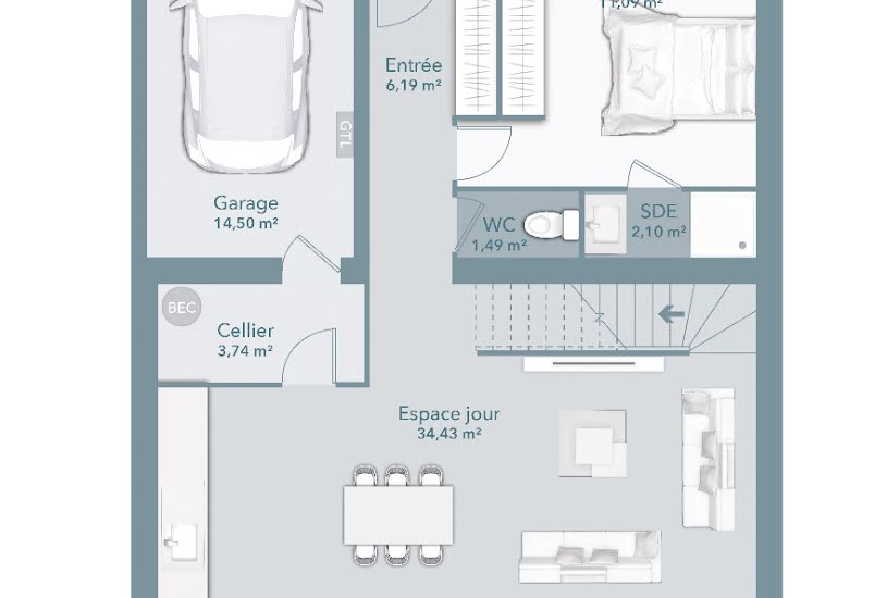  Vente Terrain + Maison - Terrain : 465m² - Maison : 92m² à Fonsorbes (31470) 