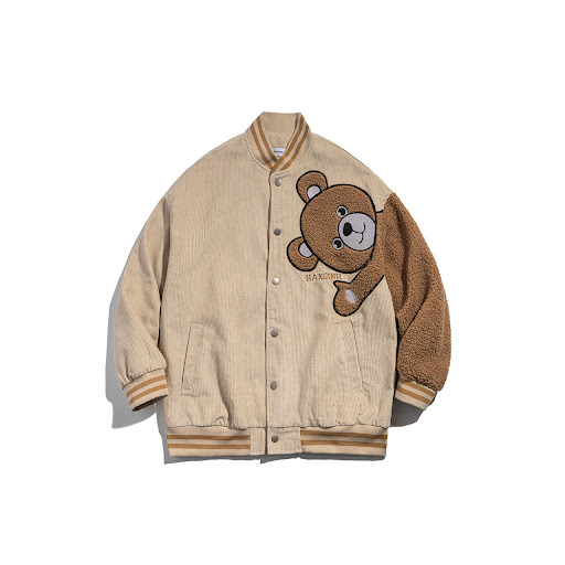 Title 4, Japanese Retro Bear Flocking Overalls Jacket Me...