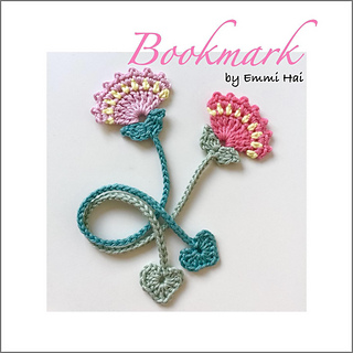 two floral crochet bookmarks on white background