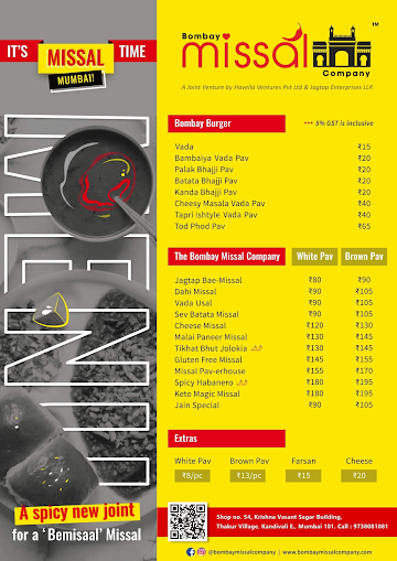 Bombay Missal Company menu 