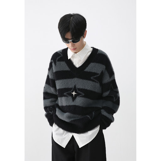 Title 6, New Mens Long Cuff Striped Sweater for Autumn ...