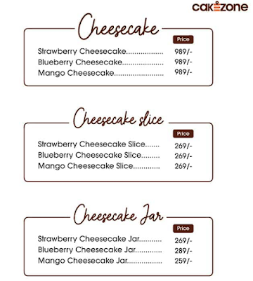 CakeZone menu 