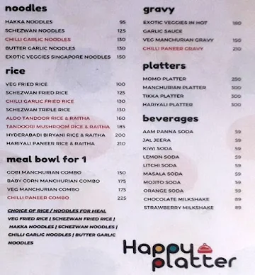 Happy Platter menu 