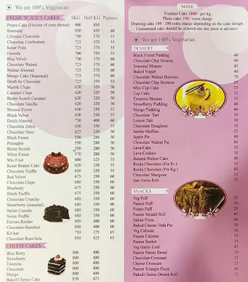 The Cake House menu 