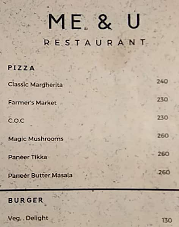 Me And You Restaurant menu 