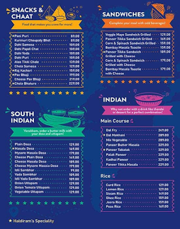 Haldiram's Restaurant menu 