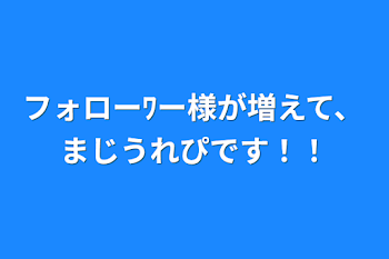 フォローﾜー様が増えて、まじうれぴです！！