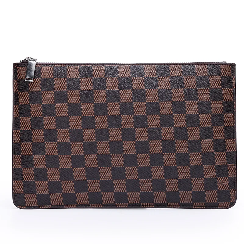 Erkek Yumuşak PU Kareli Business Casual Clutch. Günlük ve iş hayatı için ideal, şık ve kullanışlı erkek el çantası.