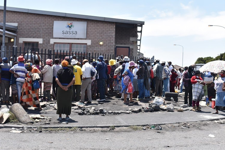 A queue outside the Sassa office in Gugulethu, Cape Town.