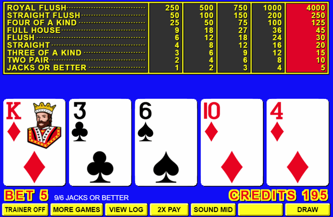 video poker machine, free games