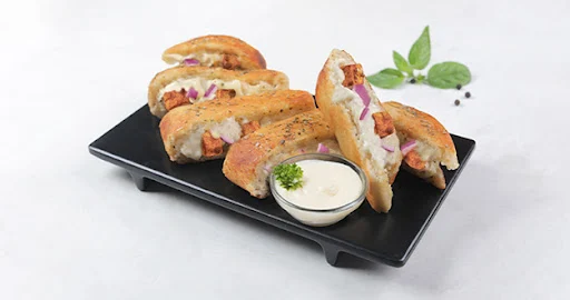 Paneer Tikka Stuffed Garlic Breadsticks + Cheesy Dip [FREE]