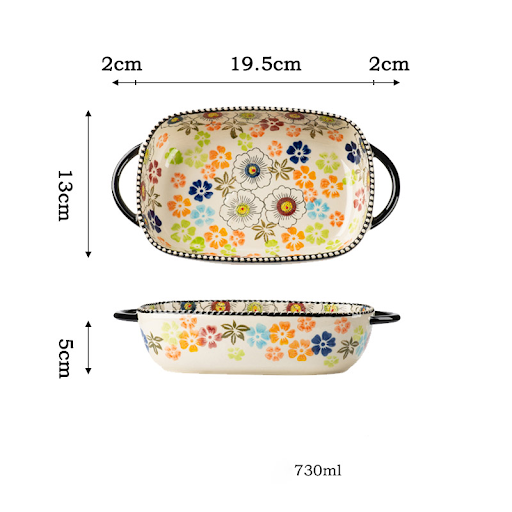 Title 6, Retro Rectangular Ceramic Baking Tray for House...