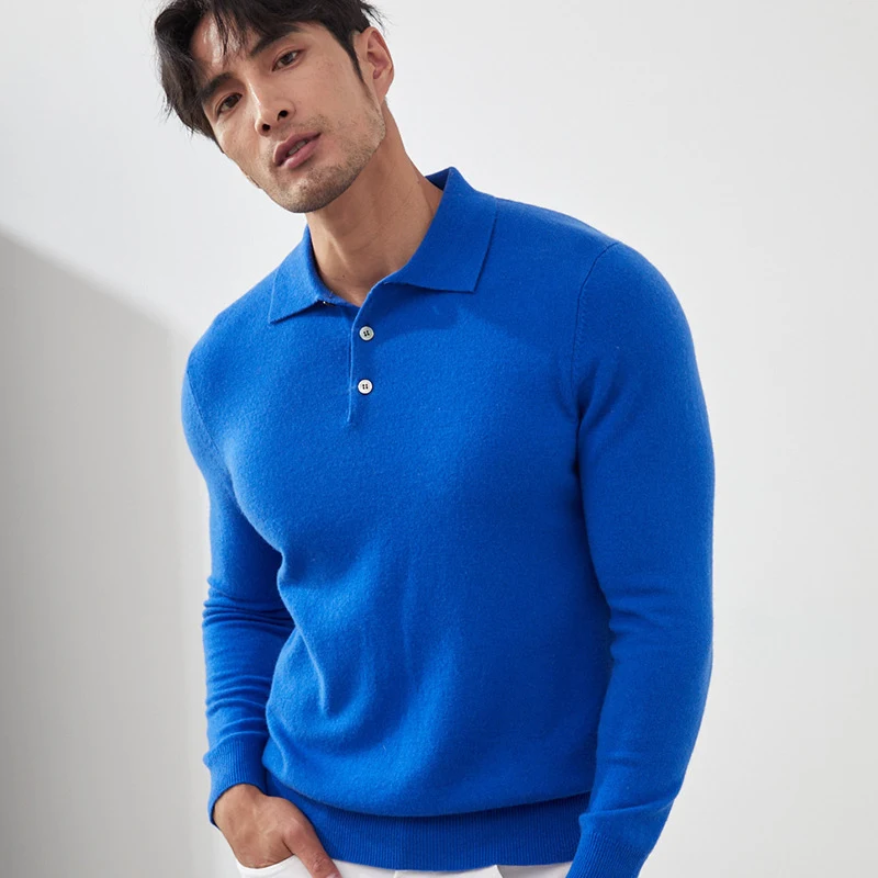 Pure Cashmere Men's Polo Collar Pullover Short Sweater Unrivaled Comfort and Style Lightweight Versatile Sweater for a S