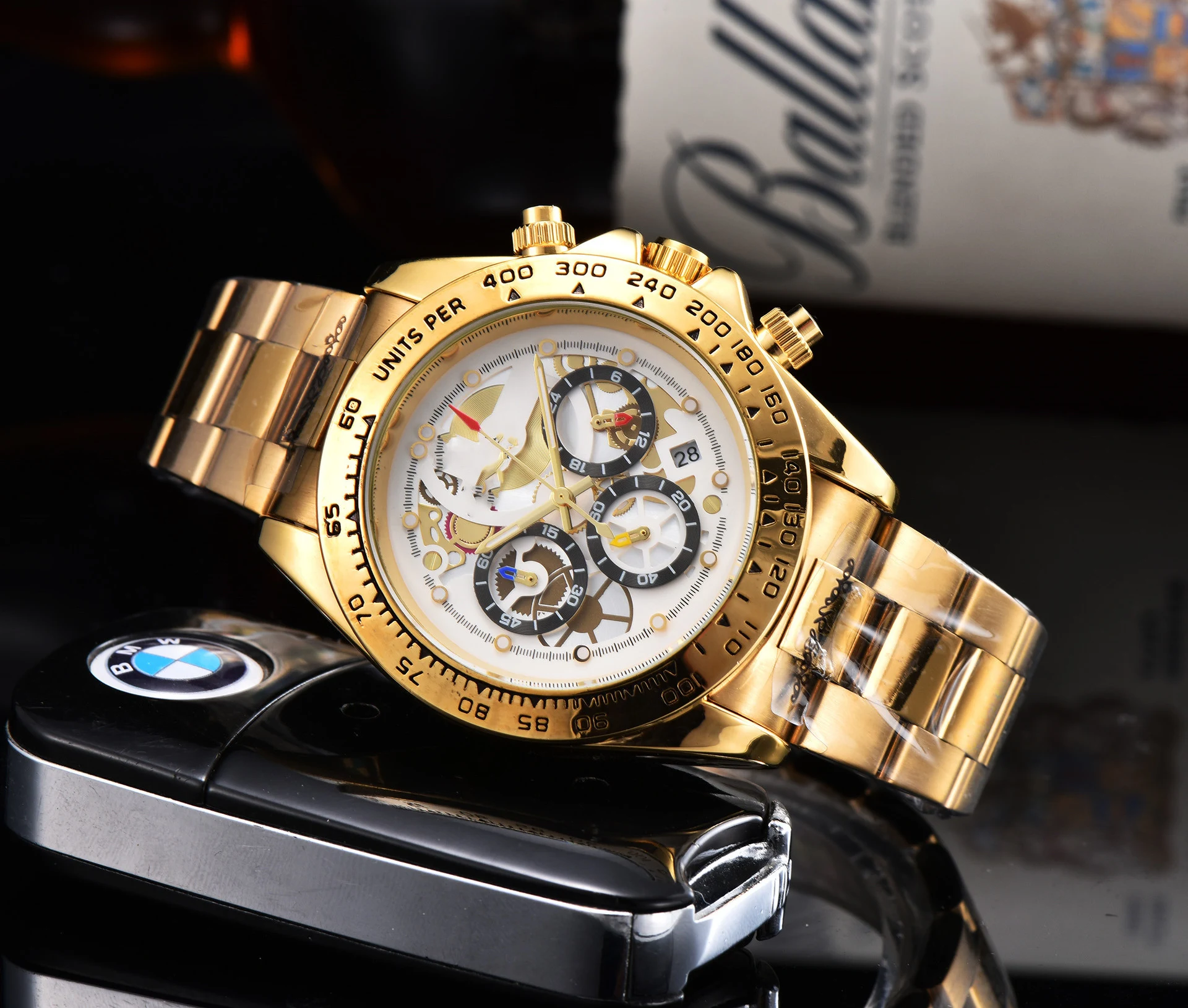 Title 6, Reloj de pulsera para hombre con correa de acer...