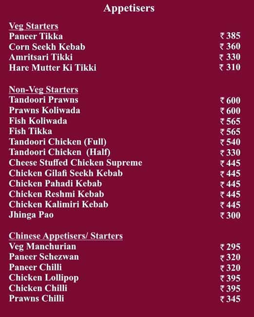 Mini Punjab's Lake Side menu 