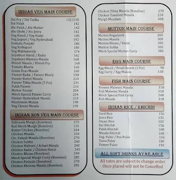 Sai Food Services menu 