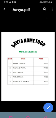 Aavya Home Food menu 1