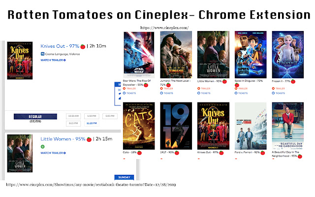 Rotten Tomatoes on Cineplex chrome extension