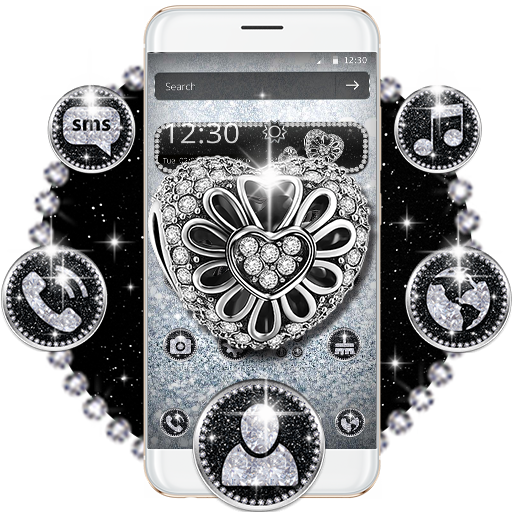 Silver Glitter Luxury Diamond Heart Theme