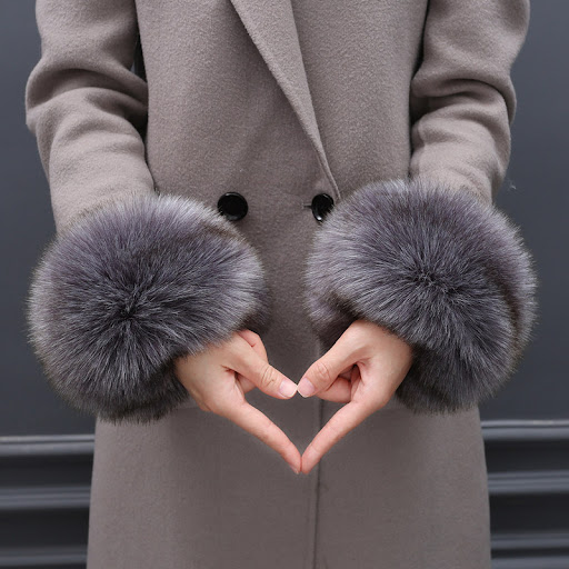 Title 9, Faux Fur Fox Cuffs Plush Down Jacket Big Artif...