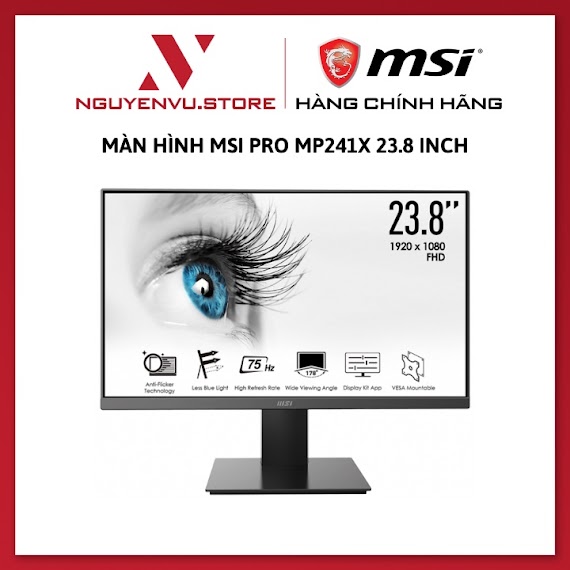 Màn Hình Msi Pro Mp241X 23.8 Inch (Fhd 1920X1080/75Hz/Va/8Ms) - Hàng Chính Hãng