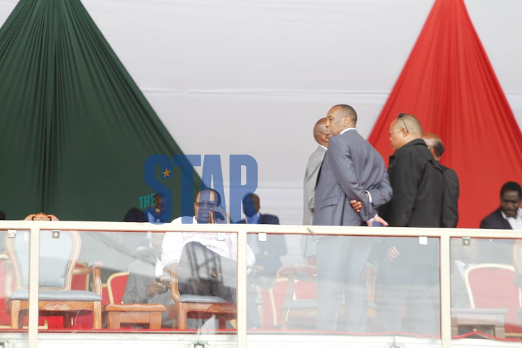 Leaders at Nyayo Stadium for the State Funeral Military rehearsal on April 28, 2022