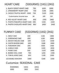 The Cake Master menu 1