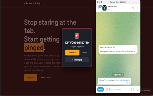Refresh & Notify — Auto Refresh + Telegram Alerts screenshot 2