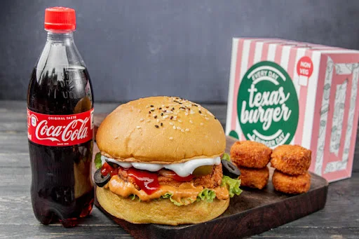 Paneer Burger With Cheese Jalapeno Pops(5pcs) And Soft Beverage