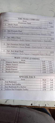 The Thali Company menu 3