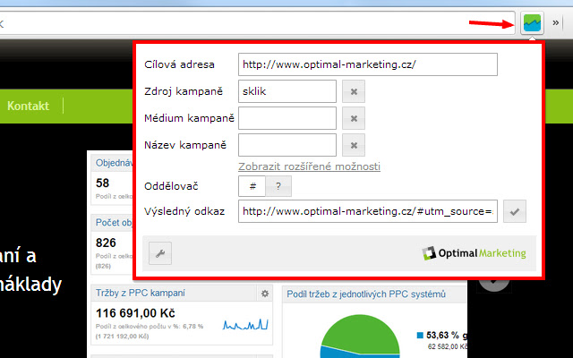 Značkovač kampaní Google Analytics chrome extension