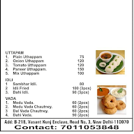 Sriya South Indian Food menu 2