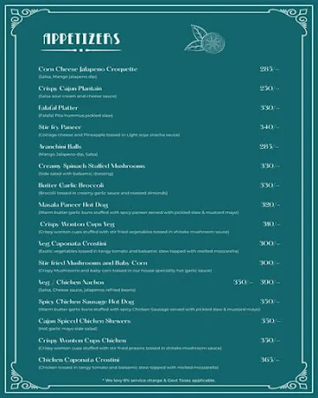 Oceanic Bistro menu 